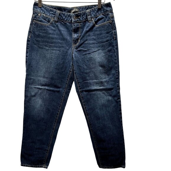 Talbots Boyfriend Flawless Five Pocket Jeans Womens 8 Petite Dark Wash Mid Rise - Picture 2 of 13